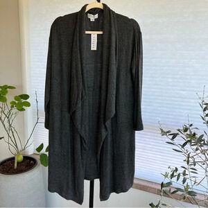 Velvet by Graham & Spencer Adonia Waterfall Drape Open Front Cardigan Anthracite